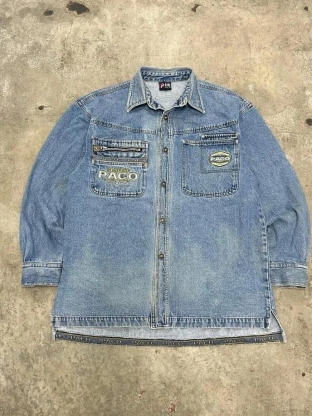 PACO 90's Denim Button Down Jacket Men's Size XL Vintage Light Wash